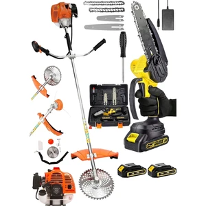 Dynamic Max 2'li Set 9 Hp Benzinli Çim Ot Biçme Yan Tipi Tırpan ve 598VF Şarjlı Zinçirli Dal Budama Testeresi