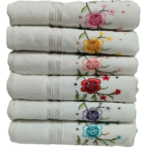 6 Adet Açelya Nakışlı Havlu Model 22-13