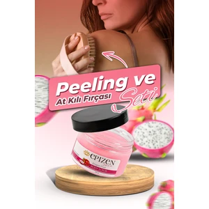 2'li Set Ejder Meyveli Peeling & %100 Doğal At Kılı Fırçası Bakım Seti