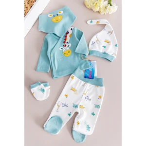 Zürafa Temalı 5 Parça Erkek Bebek Hastane Çıkışı Bebek Takımı