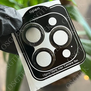 "siyah/titanium Black" Iphone 15 Pro ve 15 Promax Uyumlu Safir Cam Yüksek Kalite Kamera Lens Koruma