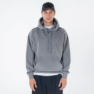 Friday Offset Agar Erkek Gri Melanj Kanguru Cepli Kapüşonlu Oversize Hoodie Sweatshirt
