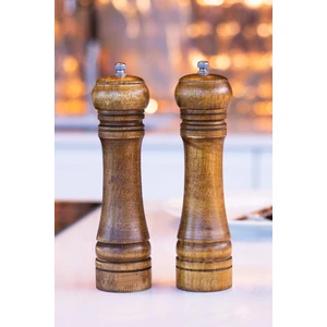 2'li Set Masterchef Tuz Karabiber Değirmeni Baharat Öğütücü Ceviz Ahşapı 21 cm
