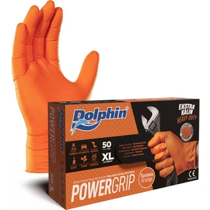 Powergrip Ekstra Kalın Turuncu Nitril Eldiven (Xl) 50LI Paket