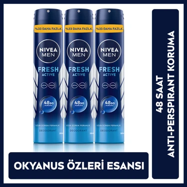 Nıvea Men Erkek Sprey Deodorant Fresh Active,48 Saat Deodorant Koruması