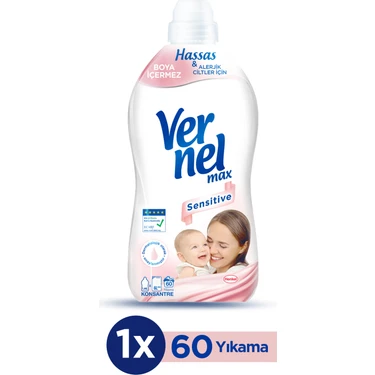 Vernel Max Konsantre Sıvı Çamaşır Yumuşatıcısı Sensitive 1440ml 60