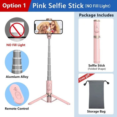 Ganbao Seçenek 1 Taşınabilir Selfie Çubuğu Teleskopik Alüminyum Alaşım Tripod Samsung iPhone Pro