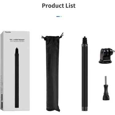 Ganbao Paket B Telesın 116 cm Karbon Fiber Monopod Selfie Çubuğu Uzatılabilir 1/4 Vida ile Gopro