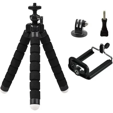 Ganbao Siyah 4 Pc Tripodlar Gopro Hero 11 10 9 8 7 Siyah Max Esnek Mini Ahtapot Tripod Aksesuarları