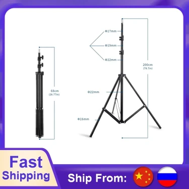 Ganbao Sıcak Satış 2 M Işık Standı Tripod 1/4 Vida Kafası Fotoğraf Stüdyosu Softbox Video Flaş