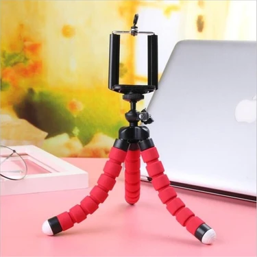 Ganbao Kırmızı Fghgf Tripod Klip Cep Telefonu Standı Tutucu Standı Esnek Ahtapot Sünger Tripod