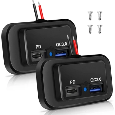 Fiona 2pcs 12V/24V Rv USB Çıkışı, Çift Pd3.0 Tip-C (Usb C) ve Hızlı Şarj Qc3.0 Usb-A Bağlantı