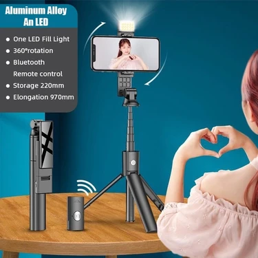 Ganbao K22S 2021 Yeni 4 In 1 Kablosuz Bluetooth Selfie Sopa Tripod ile Katlanabilir Monopodlar