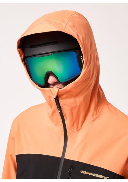 Siyah - Turuncu Erkek Kapüşonlu Desenli Kayak Montu FOA404723 Tc Skull Reduct Shell Ja modelleri