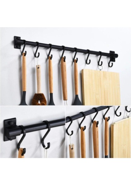 Mutfak Askılık - Banyo- Askılık Genel Amaçlı Duvar Askısı 80 cm Boru 8 Adet Askı
