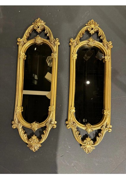 Ikili Niş Dekoratif Dikdörtgen Ayna Polyester Gold