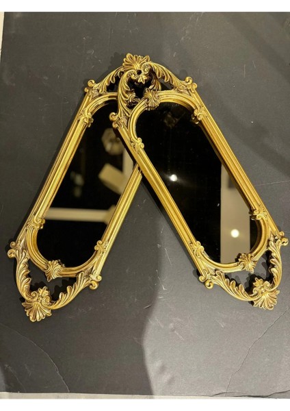 Ikili Niş Dekoratif Dikdörtgen Ayna Polyester Gold