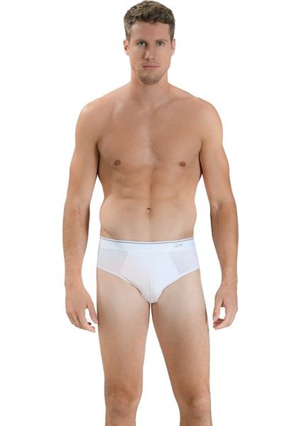 Erkek Beyaz Pamuklu Likralı 3'lü Slip 323