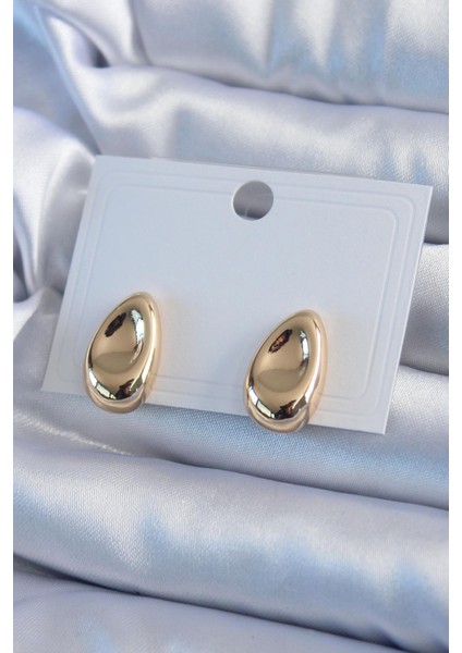 E-Bijuteri Gold Renk Damla Model Pirinç Kadın Küpe