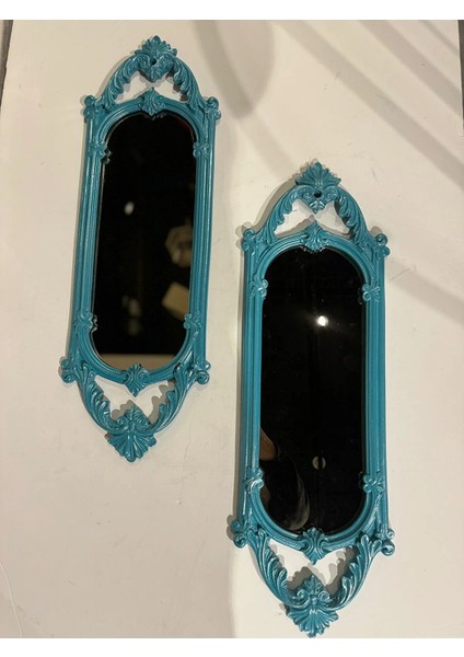 Ikili Niş Dekoratif Dikdörtgen Ayna Polyester Turkuaz