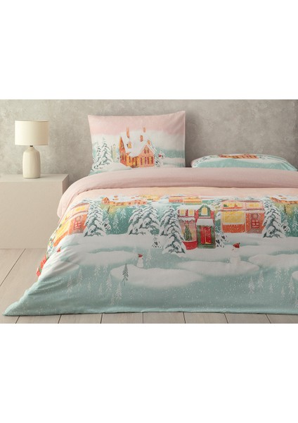 Afterglow Dijital Baskılı Soft Cotton Çift Kişilik Nevresim Takımı Açık Seledon