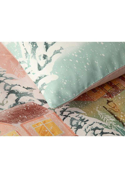 Afterglow Dijital Baskılı Soft Cotton Çift Kişilik Nevresim Takımı Açık Seledon fırsatları