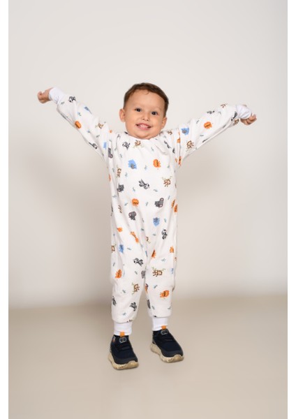Voguevista Elyafsız Kışlık Uzun Kollu Çift Kat %100 Pamuk Pazen Ayıcık ve Hayvanlar Desenli Cocuk Bebek Uyku Tulumu