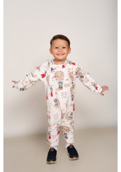 Voguevista Elyafsız Kışlık Uzun Kollu Çift Kat %100 Pamuk Pazen Ayıcık ve Hayvanlar Desenli Cocuk Bebek Uyku Tulumu modelleri