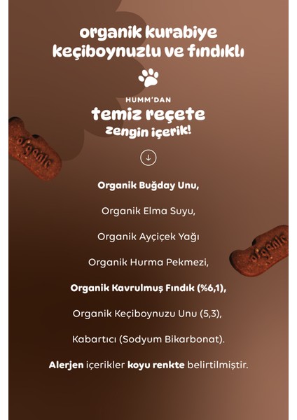 - Organik Vegan Keçiboynuzlu ve Fındıklı Kurabiye Atıştırmalık Paketi - 6 Adet