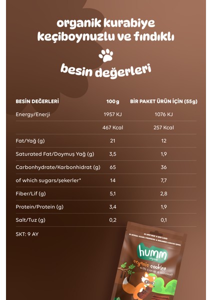 - Organik Vegan Keçiboynuzlu ve Fındıklı Kurabiye Atıştırmalık Paketi - 6 Adet