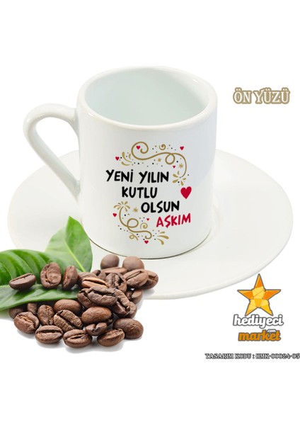 Kişiye Özel 2024 Yılbaşı Temalı özel 6'lı Türk Kahvesi FINCANI (HMK-00024-05) fiyatları