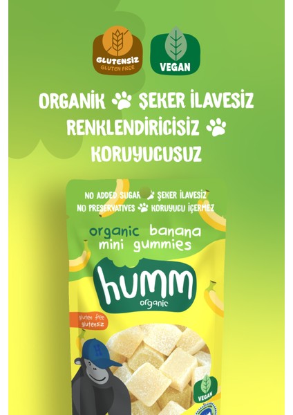 Humm Organic - Organik Glutensiz Vegan Muzlu Mini Küpler Atıştırmalık Paketi - 6 Adet