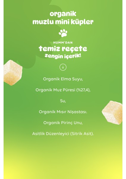 Humm Organic - Organik Glutensiz Vegan Muzlu Mini Küpler Atıştırmalık Paketi - 6 Adet