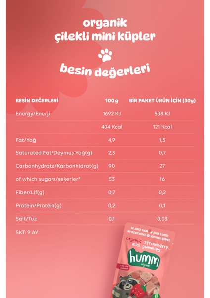 - Organik Glutensiz Vegan Çilekli Mini Küpler Atıştırmalık Paketi - 3 Adet indirimleri
