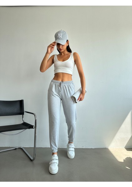 Kadın Siyah Yüksek Belli Jogger Eşofman Altı Paça Lastikli