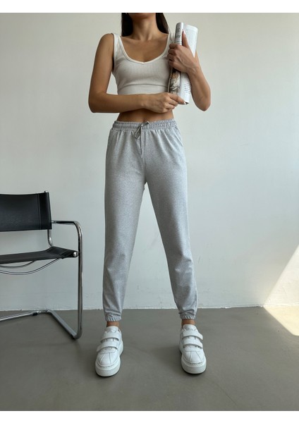 Kadın Siyah Yüksek Belli Jogger Eşofman Altı Paça Lastikli