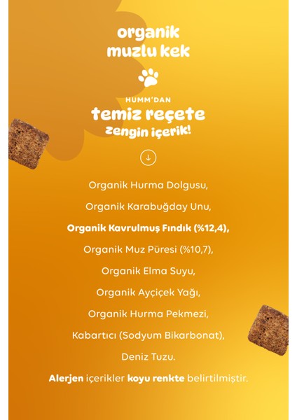 Humm Organic - Organik Glutensiz Vegan Muzlu Kek - 30g