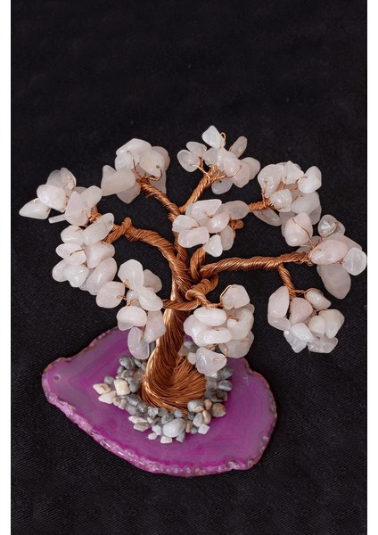 Sertifikalı Gerçek Pembe Kuvars Taşı Ağaç - Akik Plakalı fiyatları