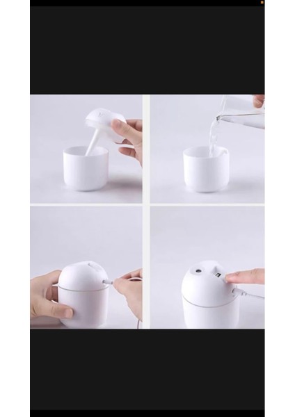 LED Işıklı Mini Ortam Hava Nemlendirici Buhar Makinesi ve Aroma Difüzörü Beyaz
