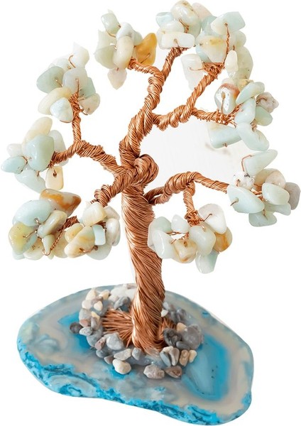 Sertifikalı Gerçek Amazonit Taşı Ağaç - Akik Plakalı fiyatları