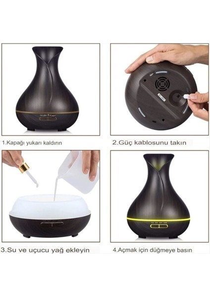 550 ml Ultrasonik Aroma Difüzörü 7 Renk LED Işıklı Aromatik Oda Kokusu Vazo Hava Nemlendirici fırsatları