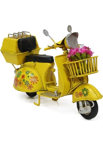 Dekoratif Metal Scooter Sepetli