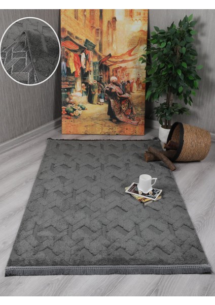 Modern Dekoratif Lara Antrasit Dokuma Halı