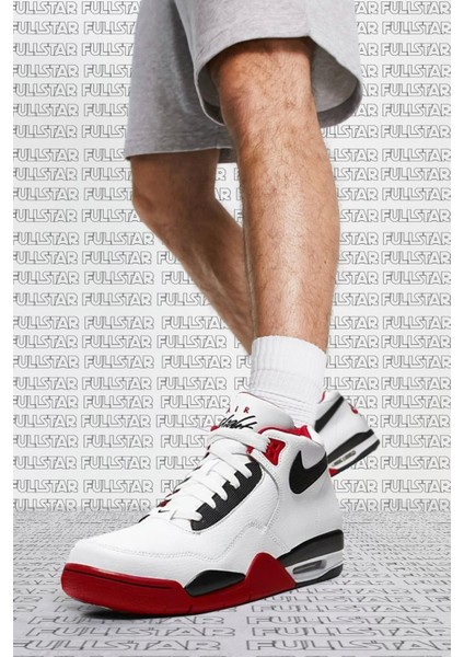 Air Flight Legacy Mens Leather Sneaker Bilekli Hakiki Deri Spor Ayakkabı Kırmızı Beyaz