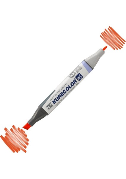 Kurecolor Twin S Marker KC3000 Çift Uçlu Grafik Markörü NO:215 Scarlet Red