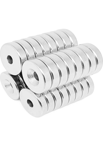 Havşa Delikli, Neodyum Mıknatıs, 20MM x 5mm Delik Çapı : 10/5 mm Süper Güçlü Mıknatıs