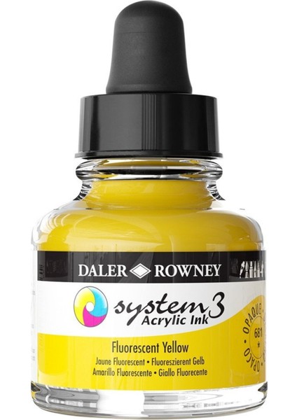System 3 Sıvı Akrilik Mürekkep Boya 29 5 ml 681 Flourecent Yellow