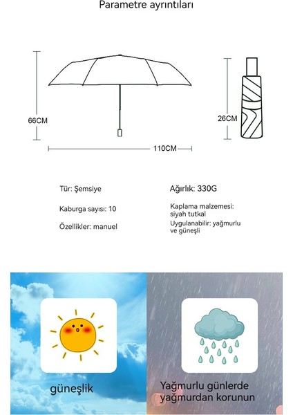 Bayanlar Yağmur Veya Parlaklık Şemsiyesi (Yurt Dışından)