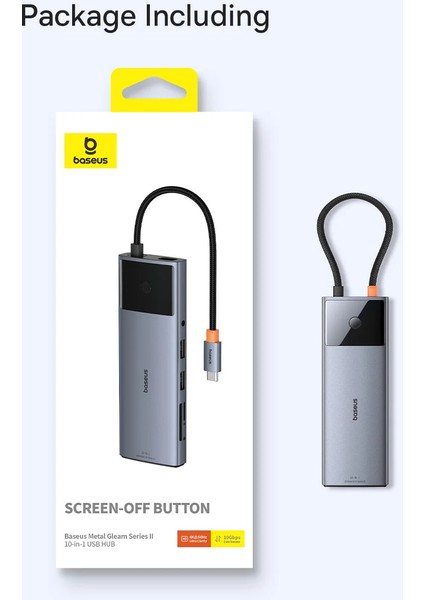 Baseus 10 In 1 4K @ 60Hz USB Hub HDMI Uyumlu Steam Deck Metal Gleam USB 3.2 Gen 2 USB C Hub Adaptörü Dizüstü Bilgisayar Aksesuarları Için