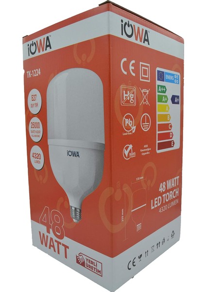 Yükseliş Elektrik Iowa 48 W Torch LED Ampul Beyaz 4320 Lümen 6500 K fiyatları